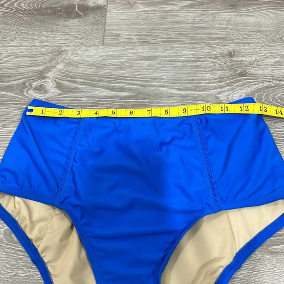 NWT J. Crew High Rise Waist and Triangle Top Bikini Swimsuit Blue Floral S - Picture 5 of 16